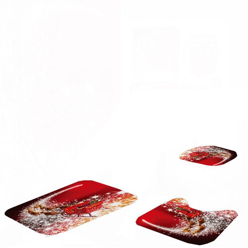 High Quality Christmas Shower Curtain And Toilet Mat Set For Elegant And Cozy Bathroom Decor