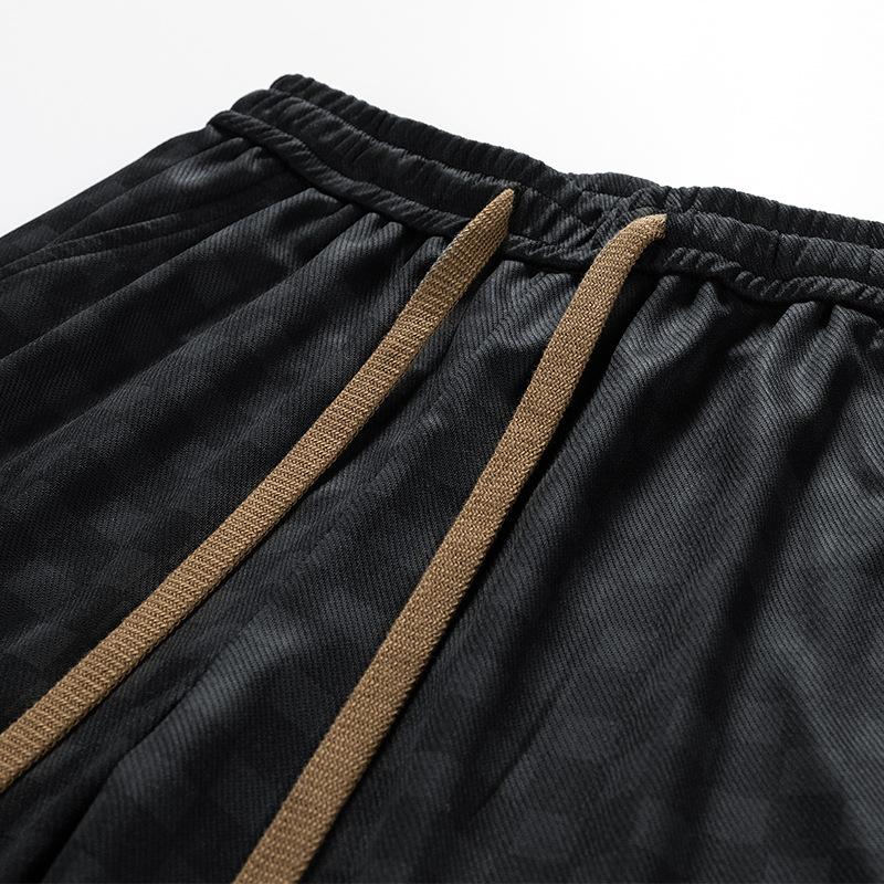 Pantaloni casual de bărbați în carouri cu picior larg, de primăvară și toamnă/vară