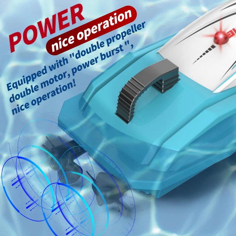 Non-Toxic Remote Control Boat Mini 2.4G High Speed Electric Speedboat Children'S Indoor Water Play Competitive Water Push Boat Toys Gifts