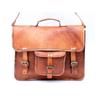 New Brown Satchel Shoulder Goat Leather Messenger Briefcase Laptop Vintage Bag