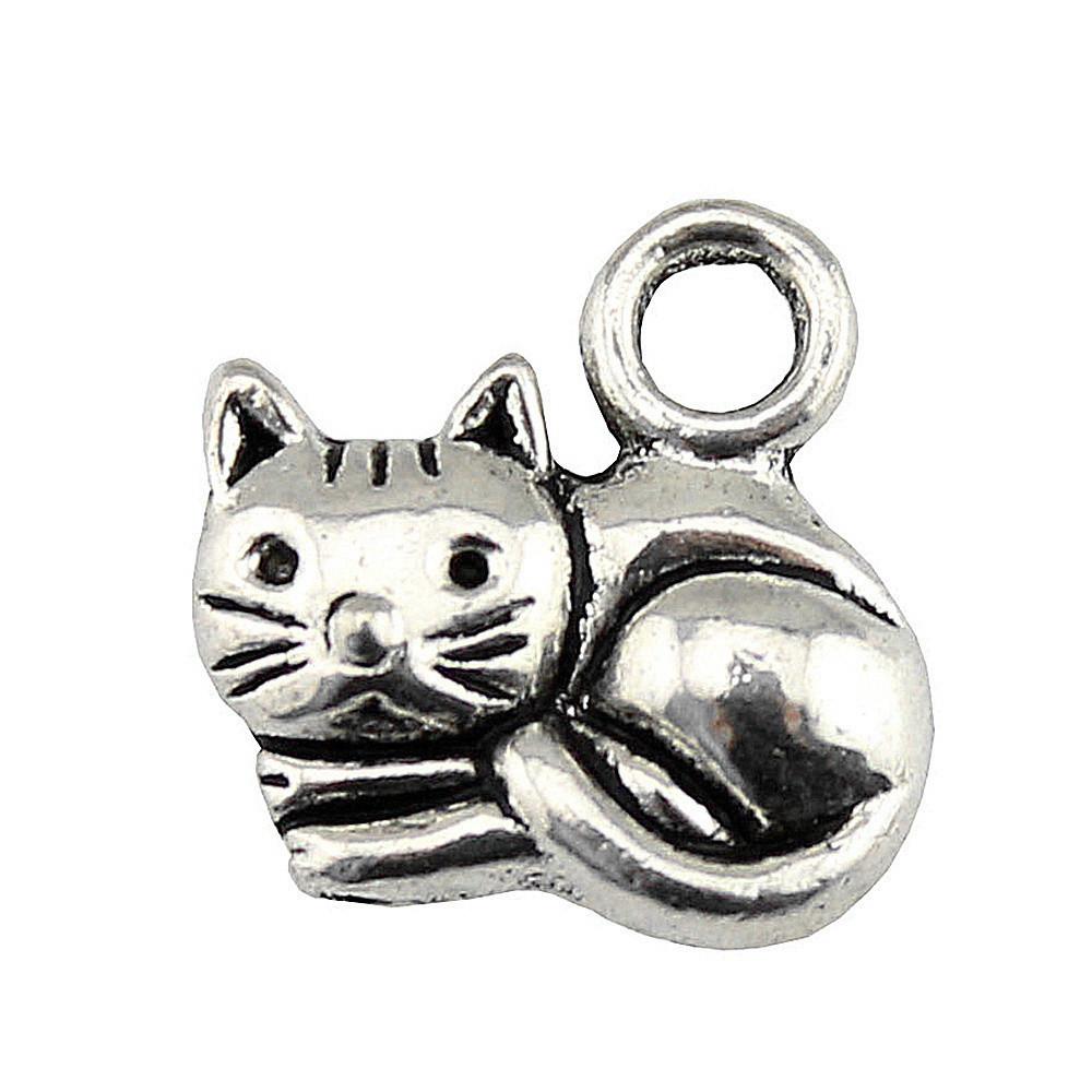 Charms Cat Pendants Heart Alloy Crafts For DIY Jewelry Making Accessories