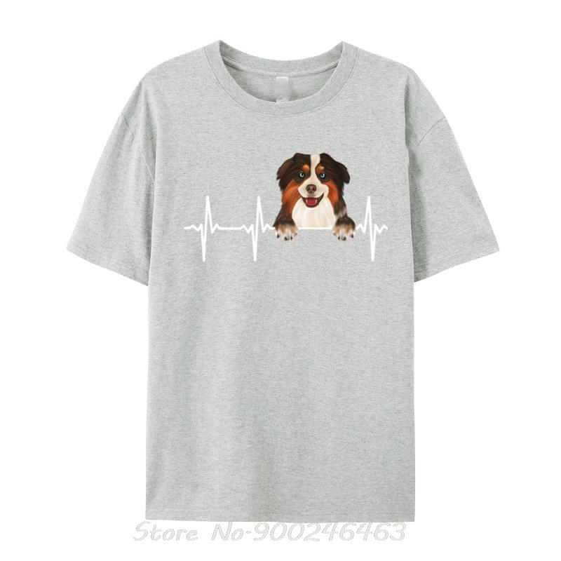 Funny Dog Heartbeat For Miniature American Shepherd Lovers For Unisex Prevalent Cotton Unisex T Shirt Leisure TShirts Streetwear S