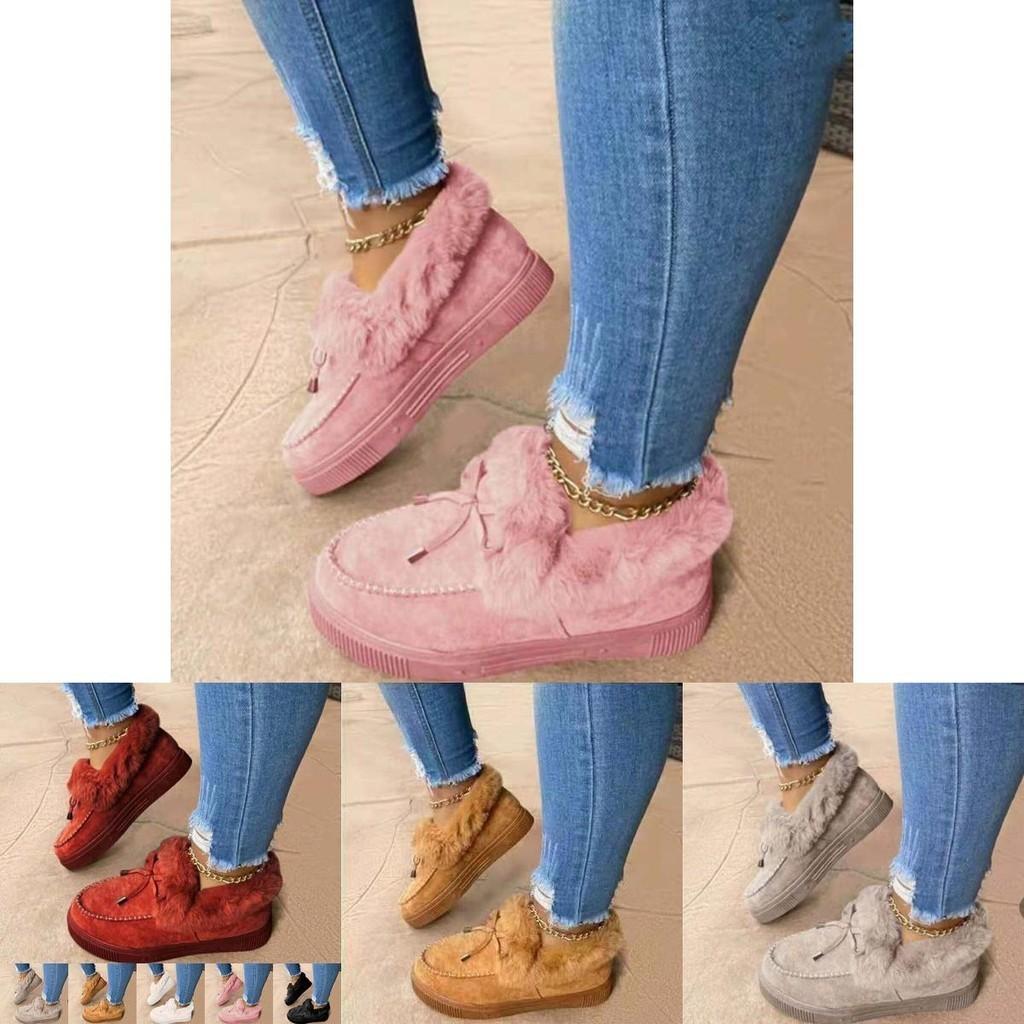 Cozy Plush Snow Shoes Women's Winter Thick Soled Round Head Slippers