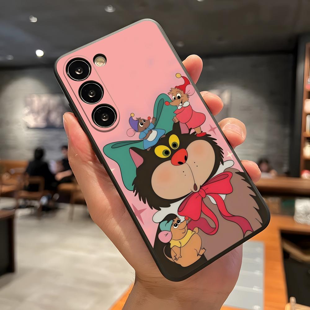 Cinderella Lucifer Cat Phone Case For Samsung A56 A36 A26 A16 A15 A25 A35 A55 A14 A34 A24 A54 Black Soft Shell