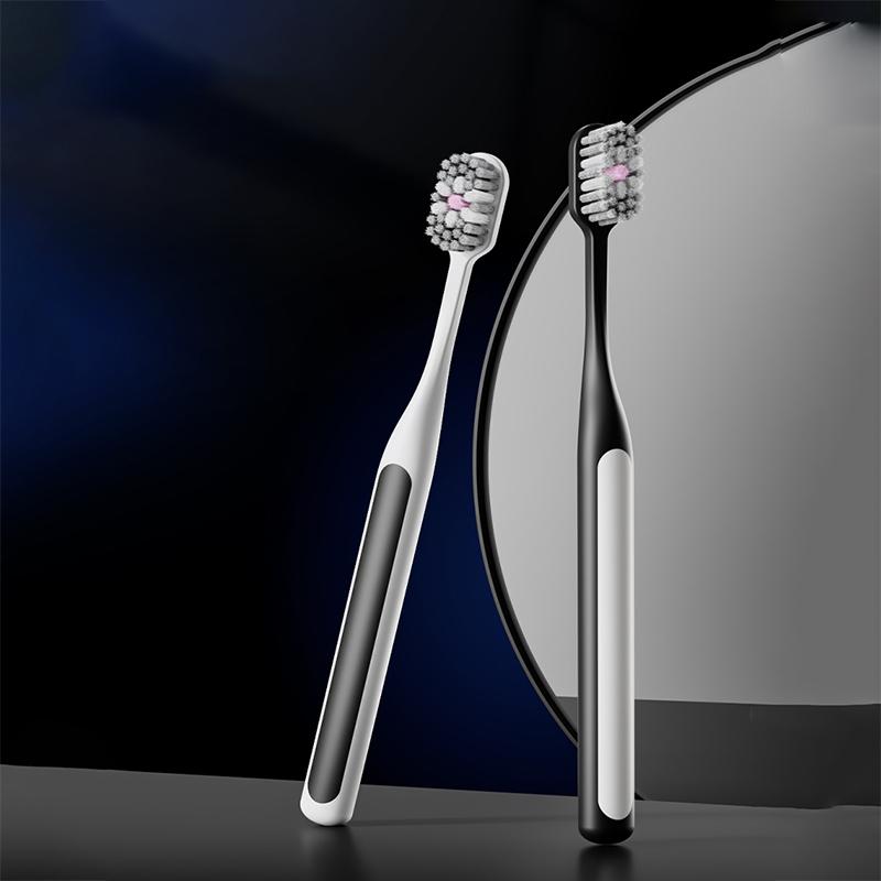 2PCS Adult Toothbrush for Men Remove Tooth Stains Cigarette Stains Spiral Bristle Wide Head Medium Soft Bristle Toothbrush Set