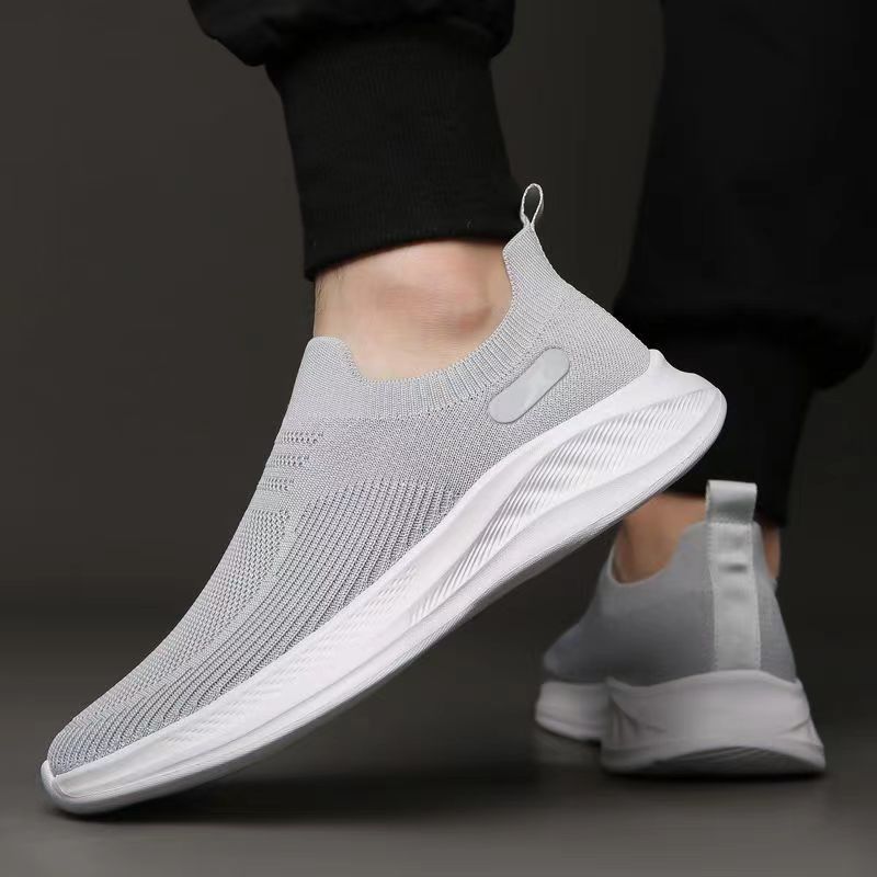 

2025 весна-лето мужская обувь тонкие новые однопедальные ленивые туфли мягкая подошва плетеная дышащая сетка повседневные модные кроссовки для бега 39