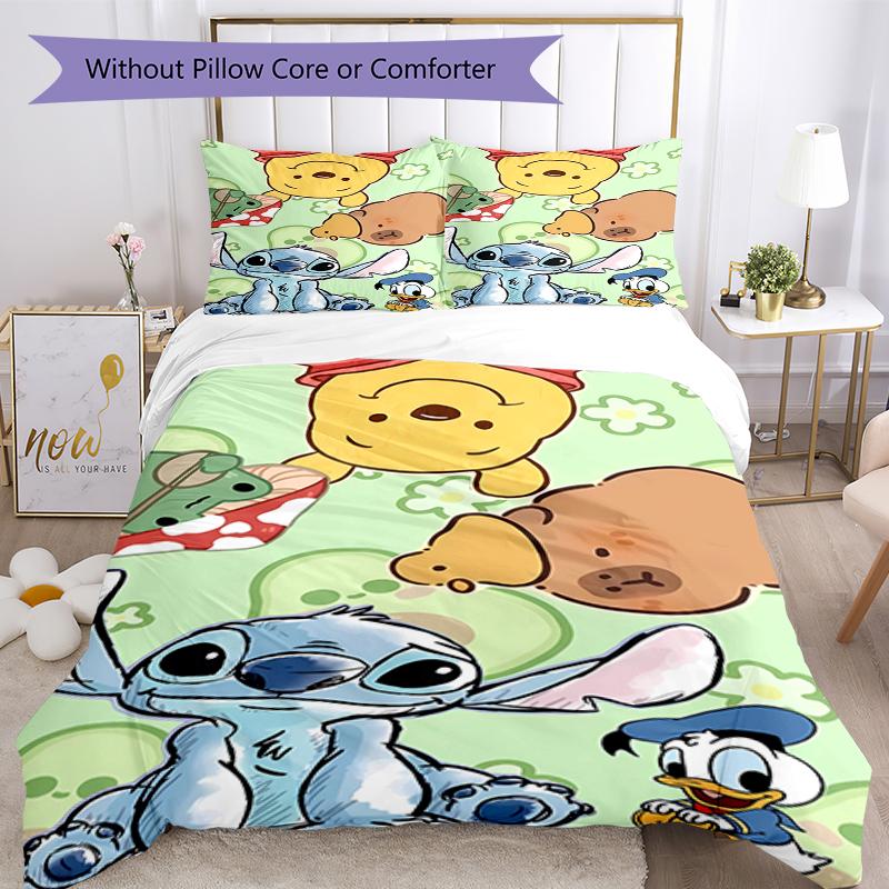3pcs Stitch Bedding Set Duvet Cover Closure Includes 1 Duvet Cover & 2 Pillowcases, Soft and Comfortable for All Seasons.