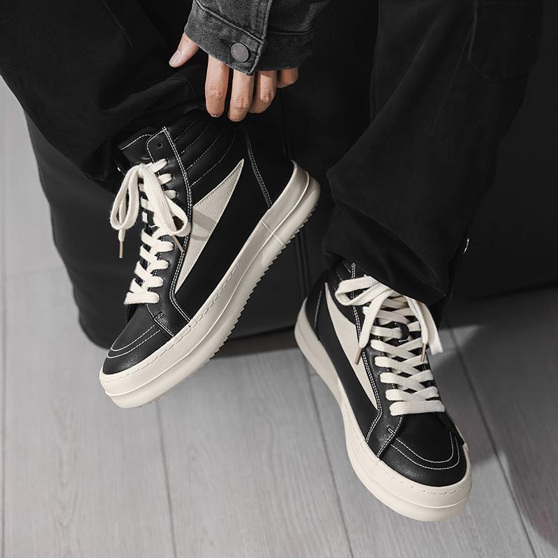 NewMen's Casual High-Top Sneakers Thick-Sole Comfort Outdoor Slip-Resistant Durable Lace-Up Sneakers Men's Basic Versatile Style