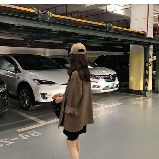 Women's Spring Retro Coffee-Colored Loose Suit Jacket - Casual, Fashionable, High-End Niche Design