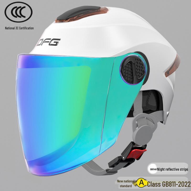 Certified Universal Half Helmet for Men & Women - Summer Sun Protection, All Seasons Motorcycle Use