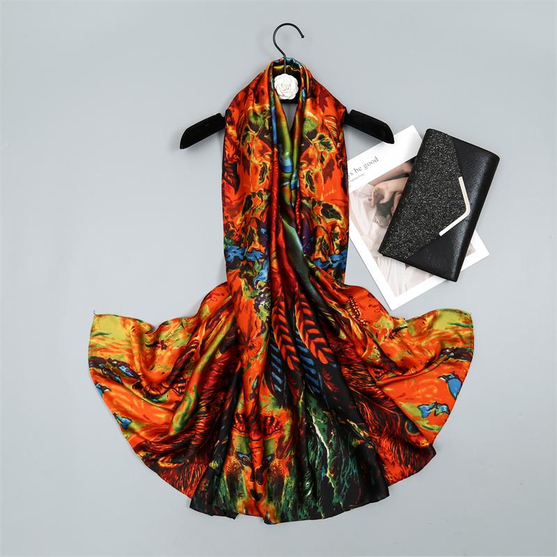 Women Silk Lady Summer Beach Scarf Luxury Design Print Shawl Scarves Fashion Smooth Foulard Female Hijab