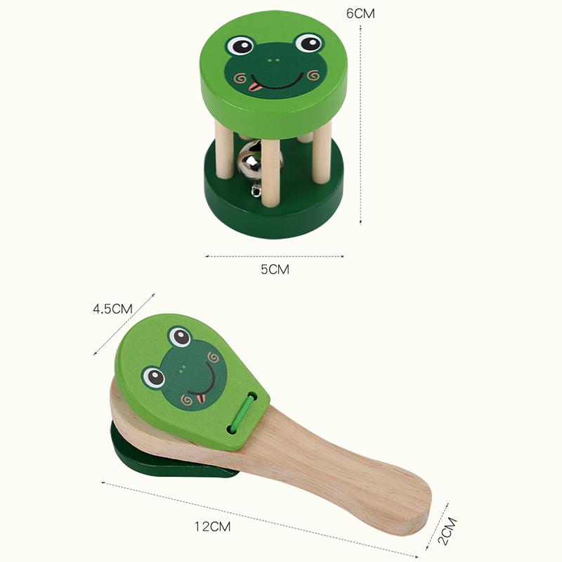 Kids Cartoon Wooden Castanets Bells Music Instruments Baby Clapper Handle Musical Instruments Toys Educational Toys For Children