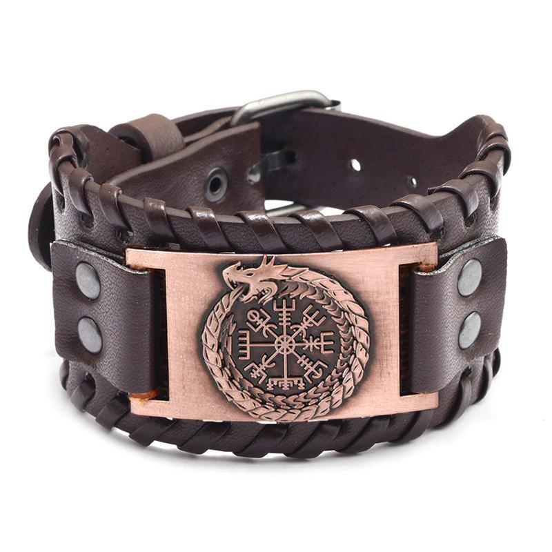 HNSP Wolf Rune Wrap Viking Leather Bracelet For Men Vintage Wide Bracelet Male  Accessory