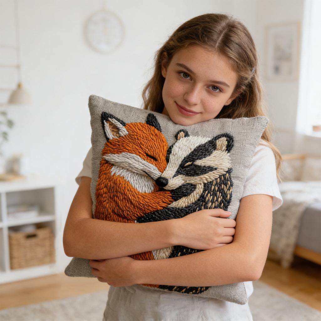 Einseitiger Kissenbezug mit aufgedruckter Imitationsstickerei und zwei Designs, perfekt für die Dekoration zu Hause und im Wohnzimmer.