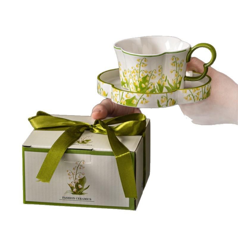 Polish Retro Hand-Painted Lily Of The Valley Blooming High-End Birthday Gift Souvenir Cup Ceramic Coffee Cup
