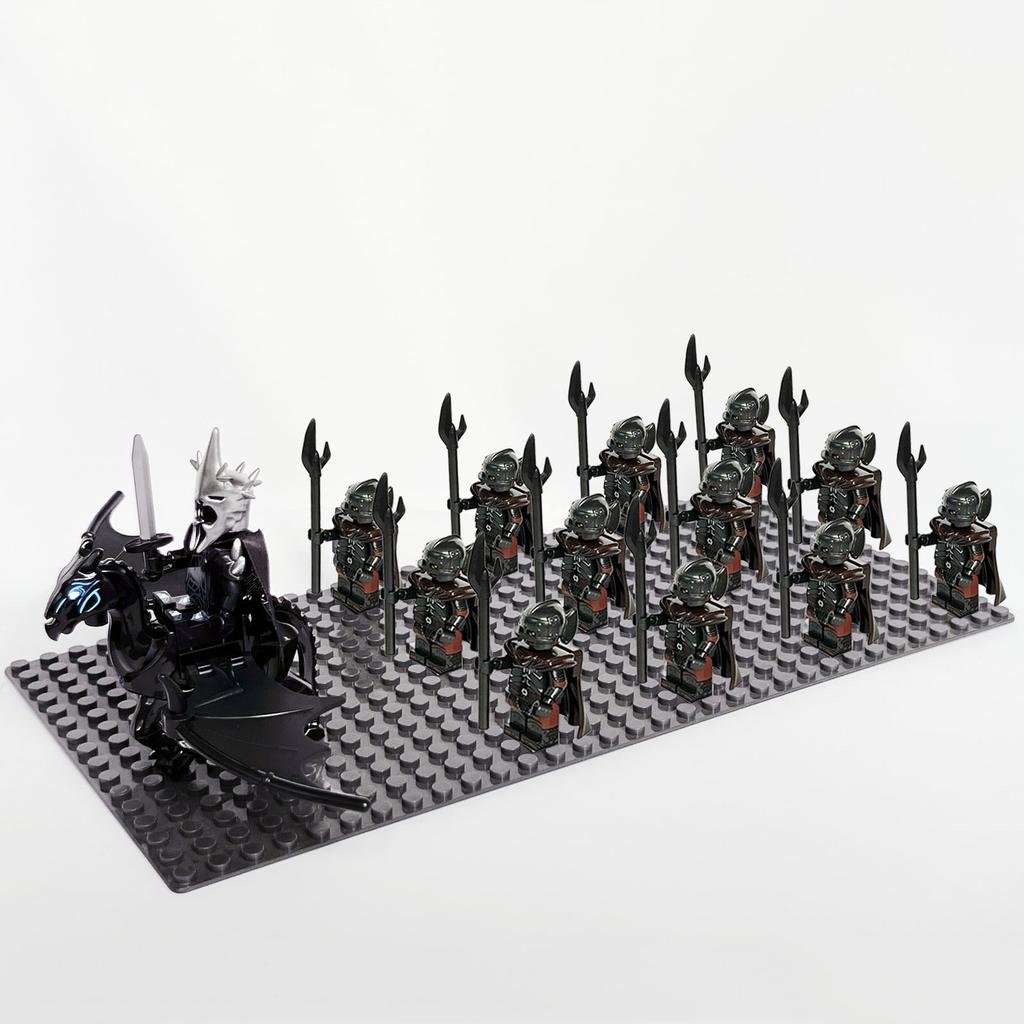 13pcs Medieval Soldiers Lord Sauron Witch-king of Angmar Shadow Orcs Strong Uruk-hai  Minifig Building Block Toys for Kids