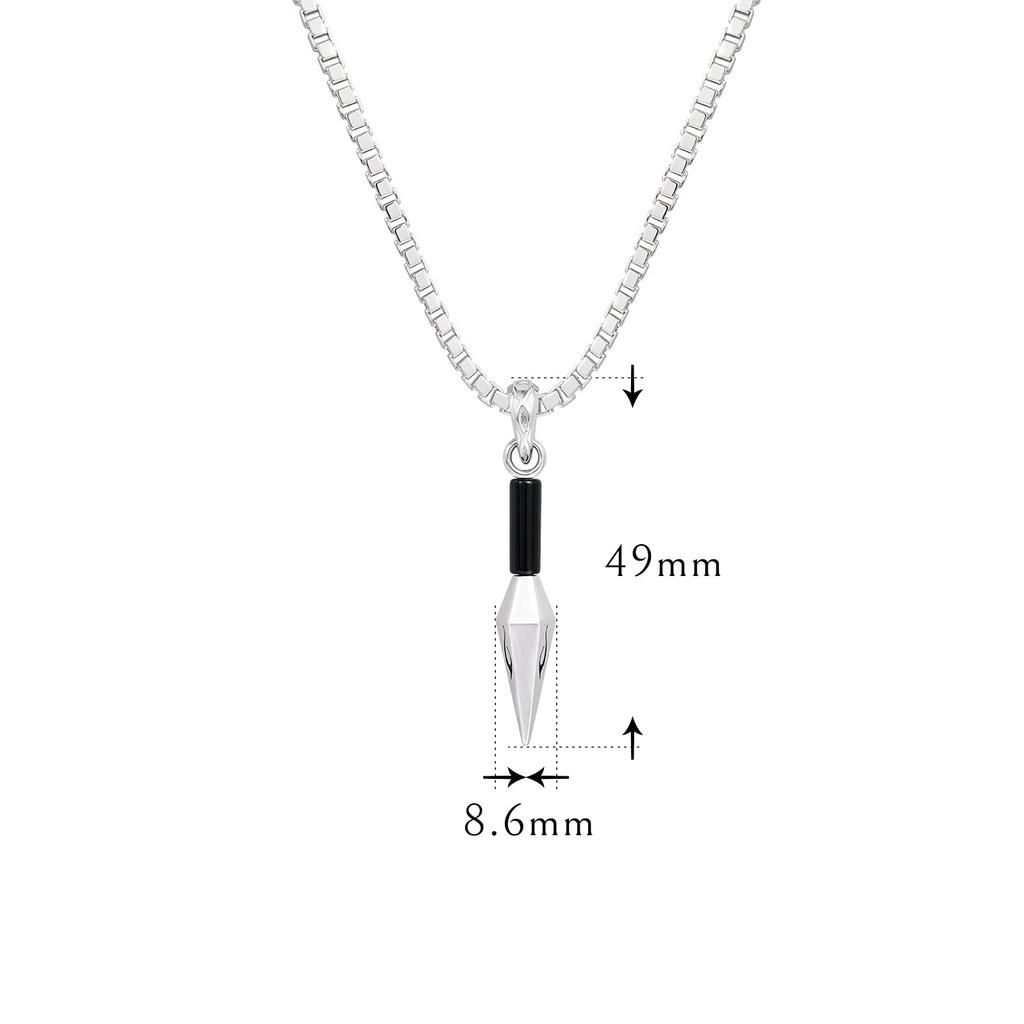 [AWNL] Men's Kunai Necklace, Silver, Venetian Chain, 18K White Gold Coated, 925 Sterling Silver, Esoteric Buddhism, Protection from Evil, Amulet