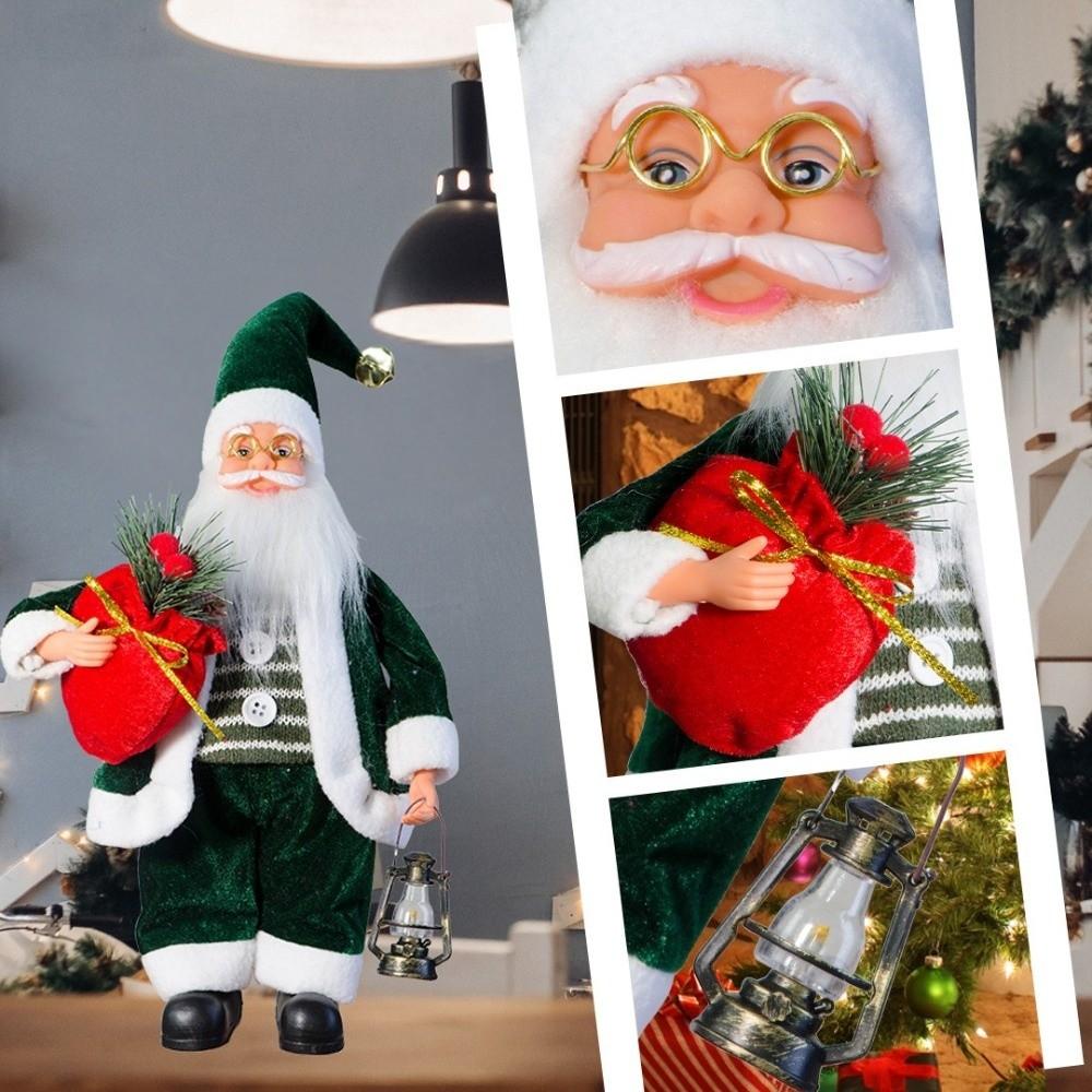 Creative 13inch Santa Claus Decorations Soft Velvet Santa Claus Doll Window Decoration Standing Santa Claus Xmas Tree Ornament
