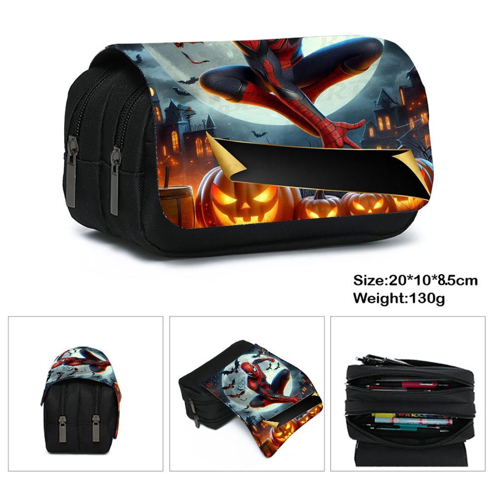 Spider-Man Double Oxford Cloth Pencil Bag Simple Large Capacity Double Pull Pencil Bag Primary School Student Portable Zipper Stationery Bag