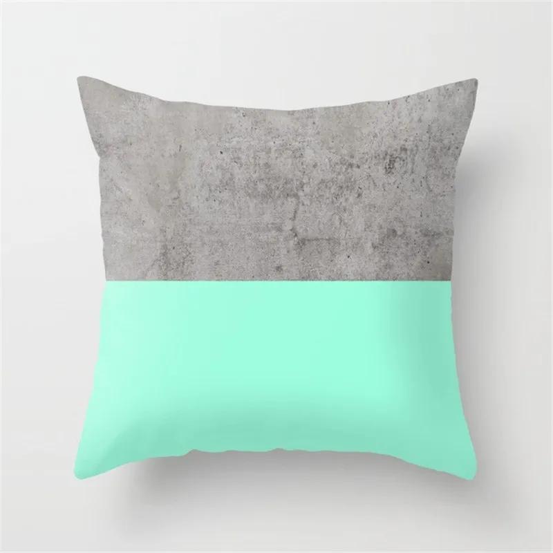 New 45X45Cm Blue Green Geometric Cushion Cover For Sofa Home Decor Polyester Cotton Throw Pillow Case Marble Texture Pillowcase