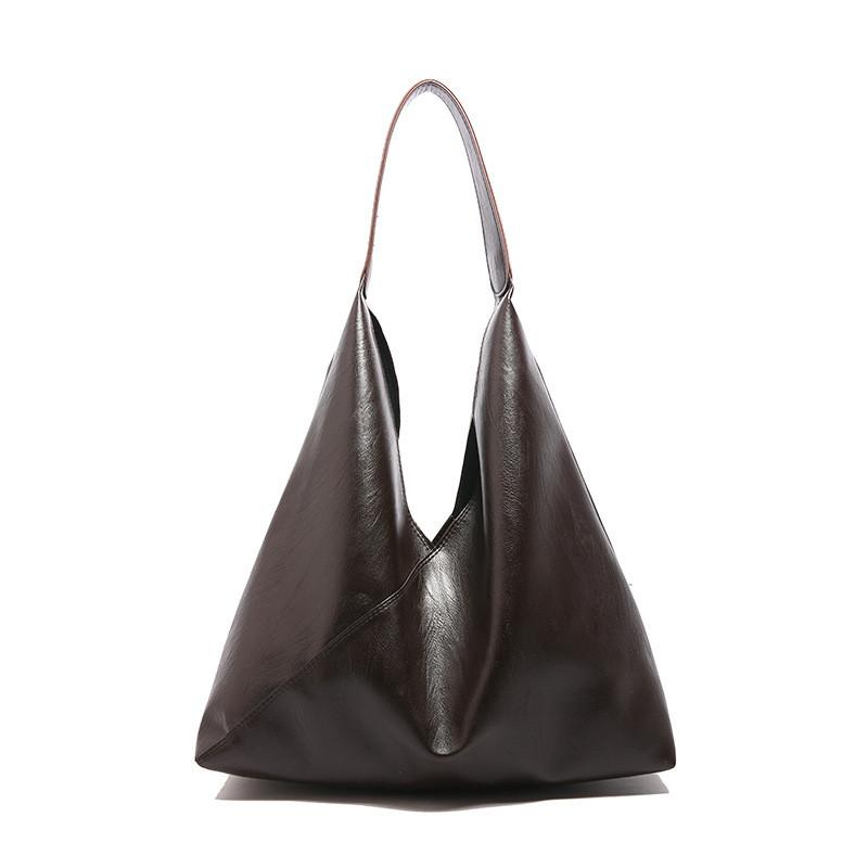 Stylish Black Brown Coffee Pu Large Tote Bag Unique Design For Women