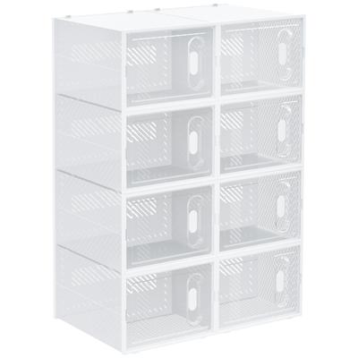 8-Piece Shoe Rack, Stackable Shoe Boxes for Shoes Up To Size 46, Magnetic Doors, Plastic, 28 X 36 X 21 Cm