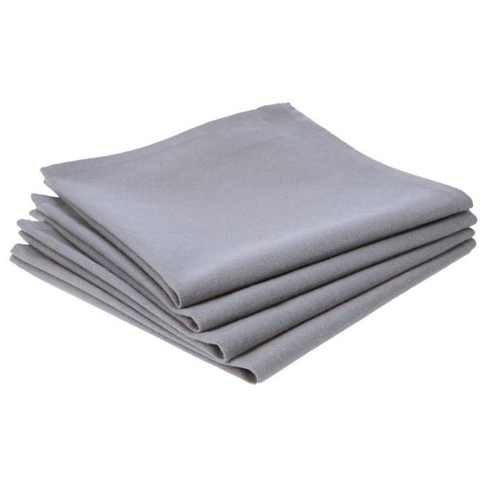 Lot de 4 serviettes de table coton gris 40x40cm - Atmosphera createur d'interieur