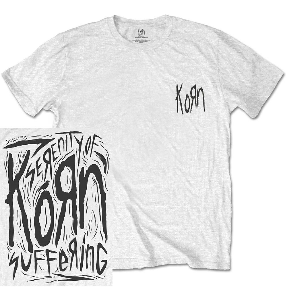 Korn Typ Porysowany Biała Koszulka S M L XL XXL Oficjalny Merch Zespołu