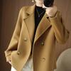 Winter Warm Women Woolen Coat Double Breasted Lapel Long Sleeve Business Jacket OL Commute Formal Loose Solid Color Thickened Coat