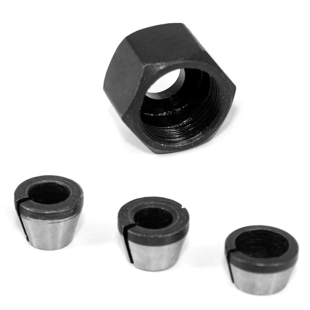 6Pcs 6/6.35/8mm Milling Cutter Collet Adapter Carbon Steel Collet Chuck Adapter for Drills Engraving Milling Cutter Accessories