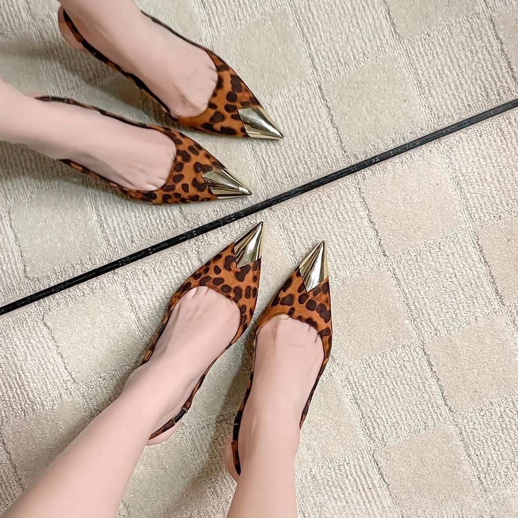 Women French Stiletto Heels Sexy Thin Heel Iron Toe Open Back Sandals Summer Breathable Shoes