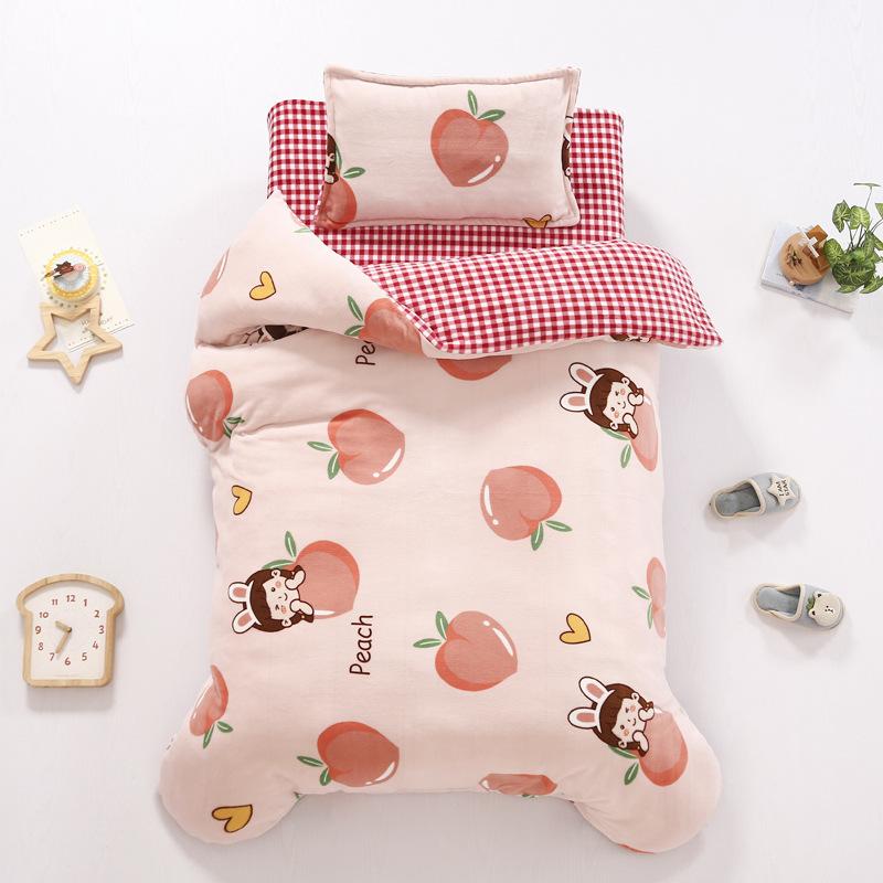 Baby Cartoon Print Bedding Set Duvet Covers Pillowcases Set Autumn Winter Warm Suede Bedclothes Bed Linen CP29