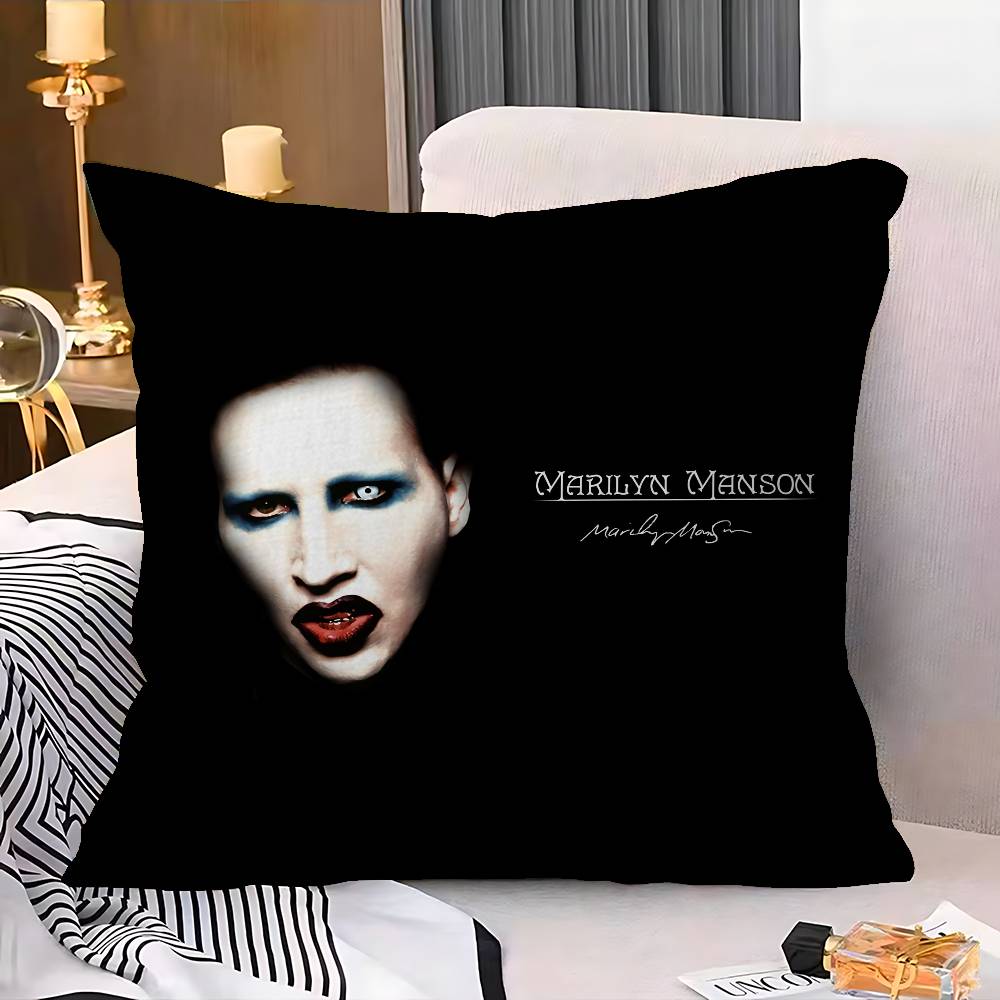 Rock Band M-Marilyn M-Manson Cushion Cover Pillowcase Upholstery Sofa Throw Pillow Home Decor Pillowcas