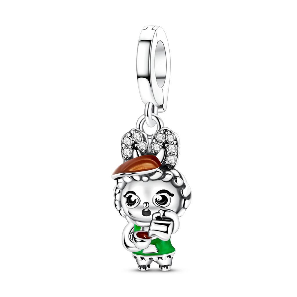 Original Charms Copper Doll Rabbit Fox Bear Cute Pendants Fit Bracelet Diy Woman Jewelry
