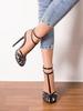 Fashion Caged high heel sandals for women design elegant ankle strap shoes narrow strap sexy work sandals