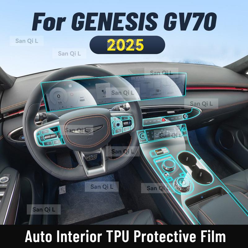 Car Interior Center Console Media Dashboard Navigation TPU Protector Film For Genesis GV70 2025 Car Sticker Accessories