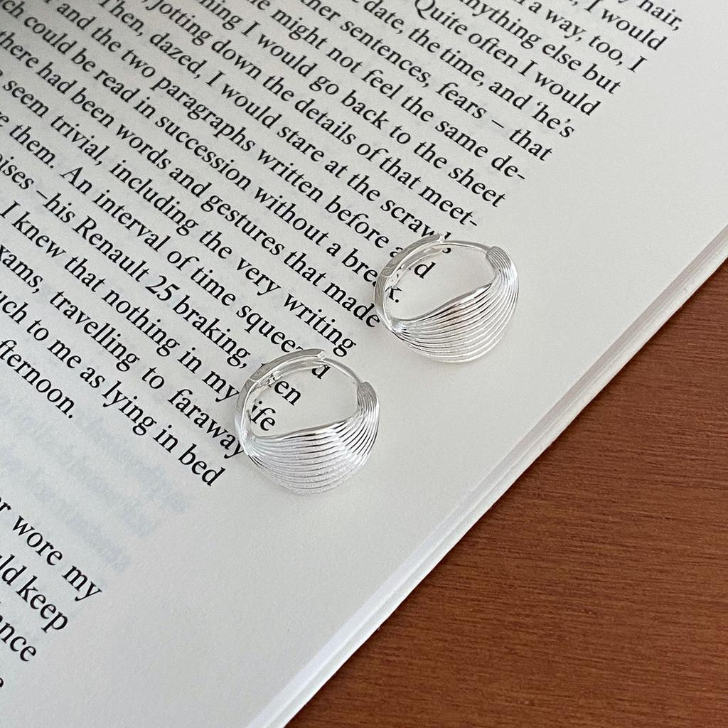 Real 925 Silver Minimalist Round Ear for Women Hoop Earring Jewelry Accessories