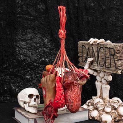 1/8Pcs Halloween Hanging Human Body Parts Decoration Simulation Broken Hands Legs Eyeballs Brain Heart Decor Prank Prop Haunted House Ornament