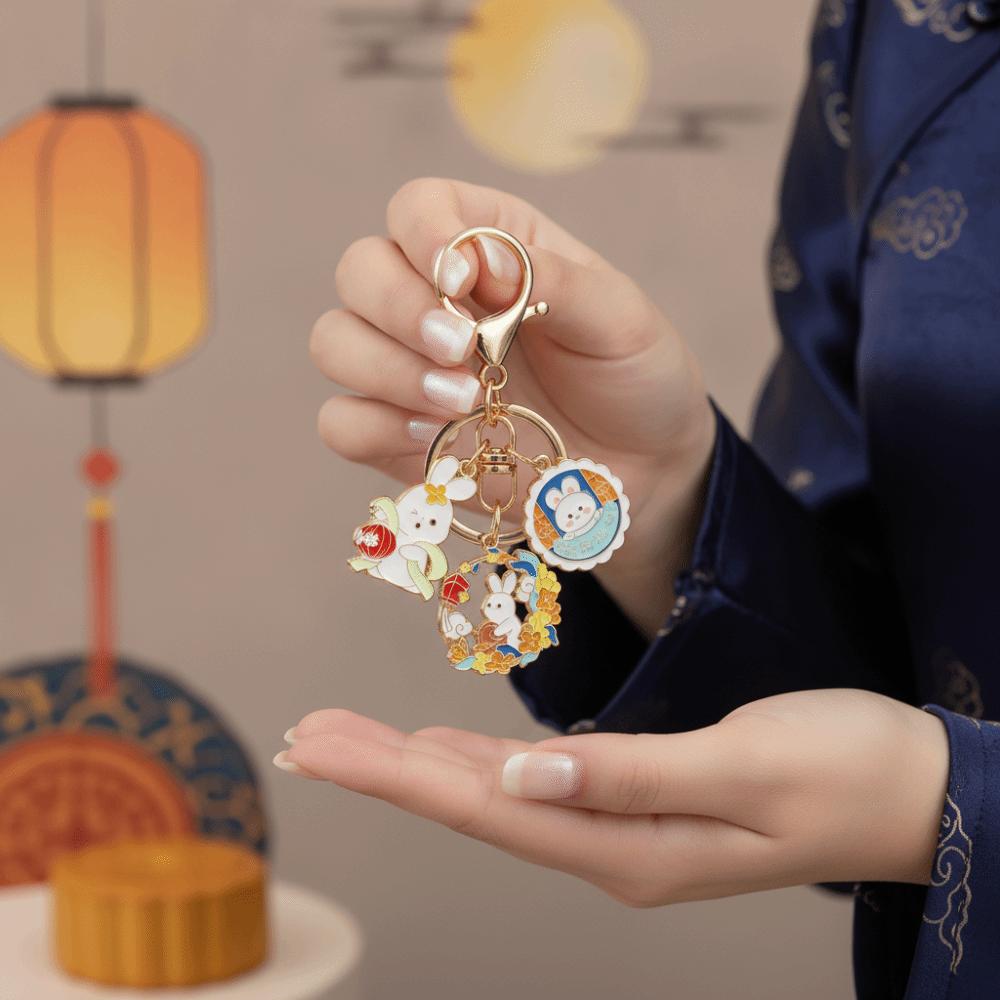 Enamel Metal Metal Key Ring Cartoon Design Enamel Pendant Rabbit Key Chain  Backpack Decor
