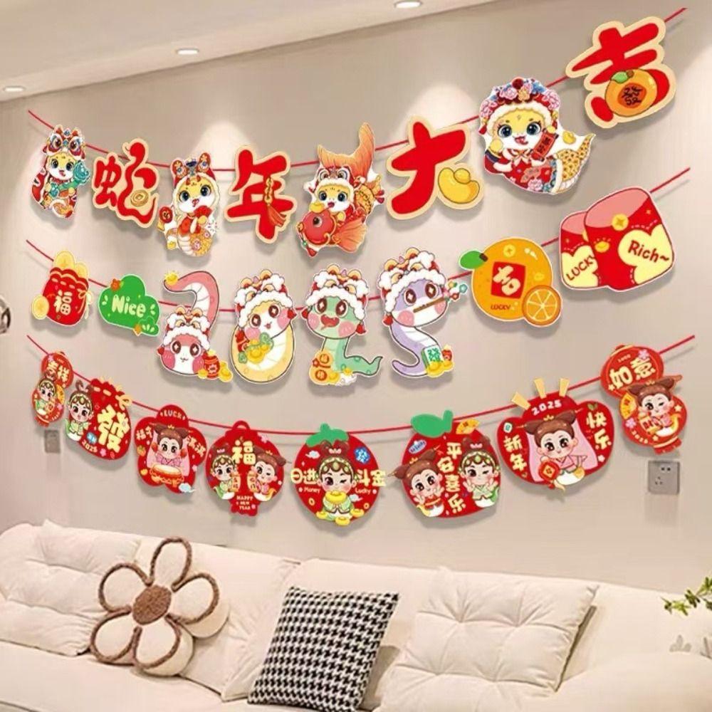 Hanging Chinese New Year Banner Snake Year Streamer Good Luck Hanging Flag  New Year Decorations