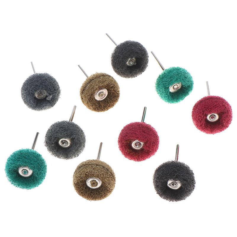 10Pcs Mini Drill Abrasive Brush Fiber Scouring Wheel Pad Cleaning Polishing Sanding Head Electric Grinder Brushes Rotary Tools