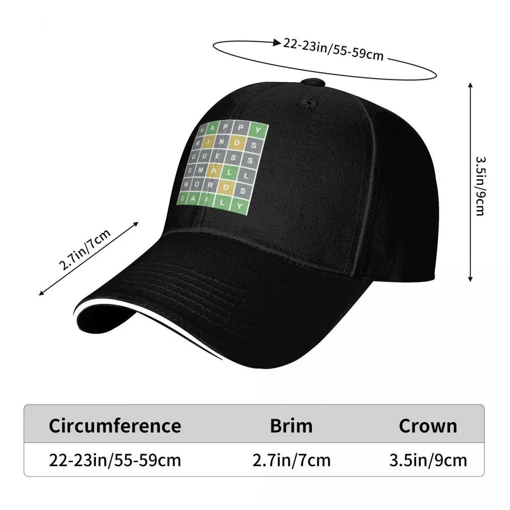 Happy Minds Guess Small Words Daily Wordle Game Baseball Cap Snap Back Hat hard hat tea Hat Women's Golf Wear Men's