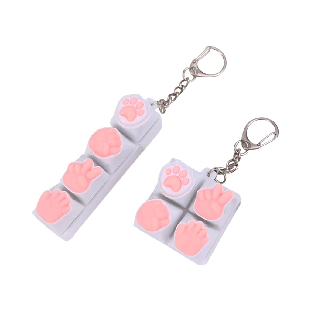 Silicone Cat Paw Keychain Stress Relief Toy with Light for Keyboard Lovers Fidget Press Button Anxiety Relief