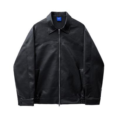 Leather Jacket Men's Spring and Autumn Korean Style Loose and Trendy Workwear Lapel Motorcycle Leather Jacket