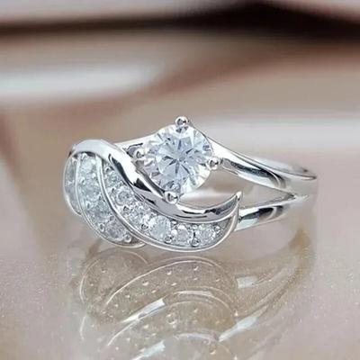 Huitan Wing Ring Cubic Zirconia Women's Ring Luxury Wedding Engagement Accessories Fashion Design Jewelry Gifts