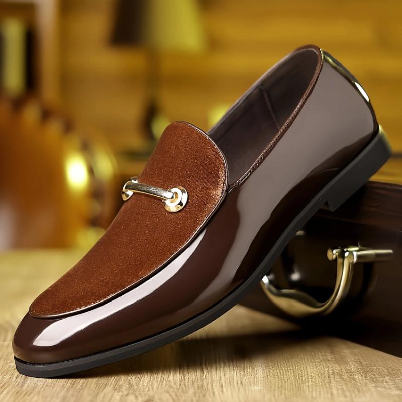Luxury Brand Designer New Men Slip On Suede Leather Mixed Flats Shoes Moccasins Wedding Prom Homecoming Loafers Zapatos Hombre