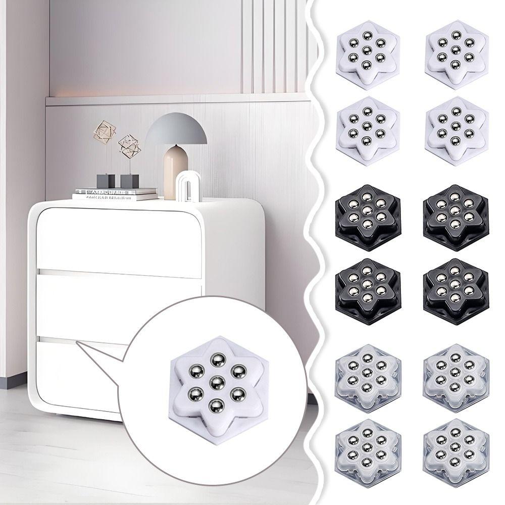 4Pcs Portable Self Adhesive Universal Wheel Mute 7Beads Mini Pulley Base Furniture Move Accessories