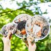 1Pcs Portable Cartoon Folding Fan Kawaii Creative Foldable Fan Cool Summer Hand Fan Flying Disk Pocket Cloth Fan Gifts For Kids