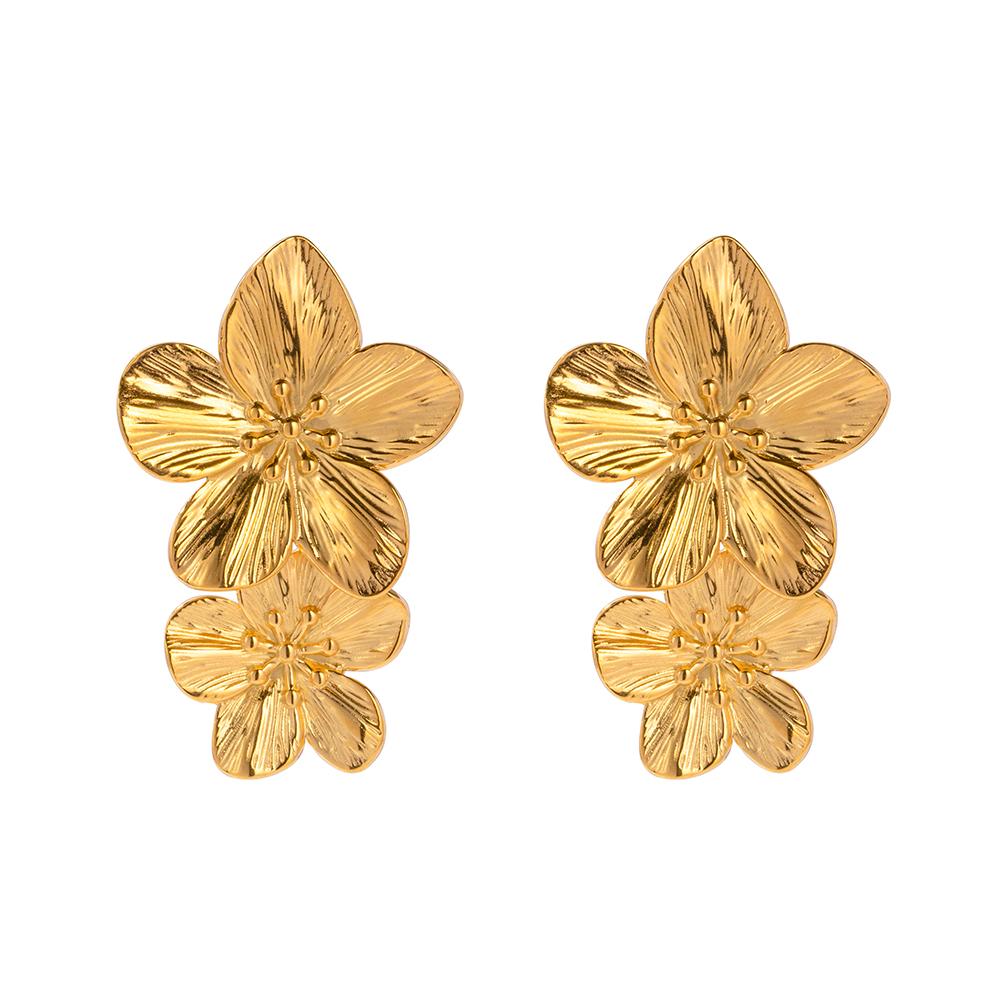

Tarnish Free Vintage Gold Color Stainless Steel Drop Earrings Metal Waterproof Statement Stylish Gold Color Exaggerated золотой