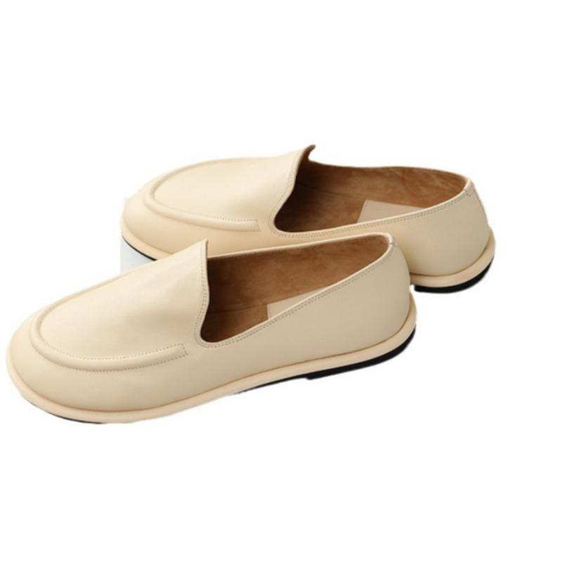 Women 2026 New Spring Round Toe One Foot Slip-on Shoes Women Leather Soft Flats Shoes Women Loafers 40 3780₽